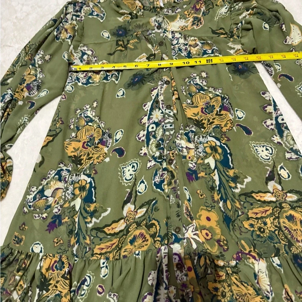 Free People Green and Orange Ruffled Tiered Sundress - Picture 7 of 9